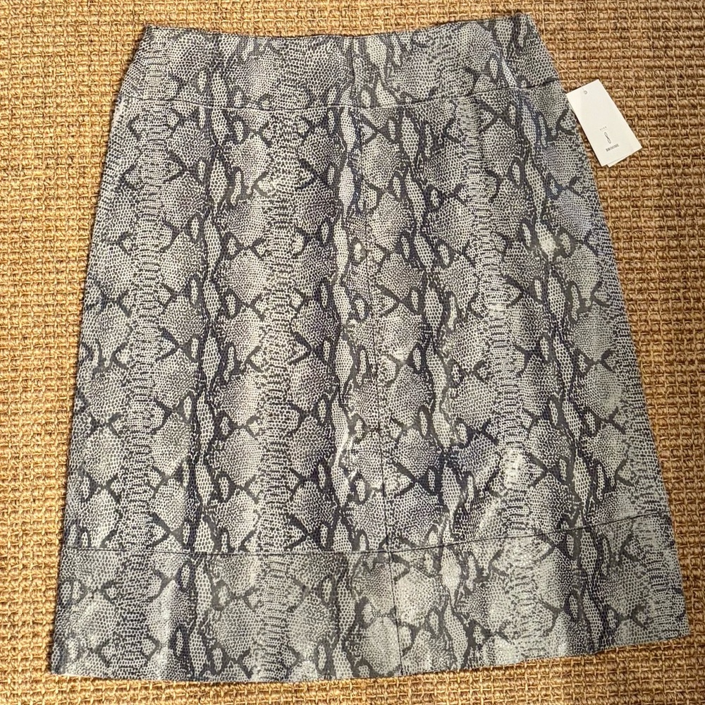 INC International Concepts Leather Snake Print Skirt, Size 8. NWT